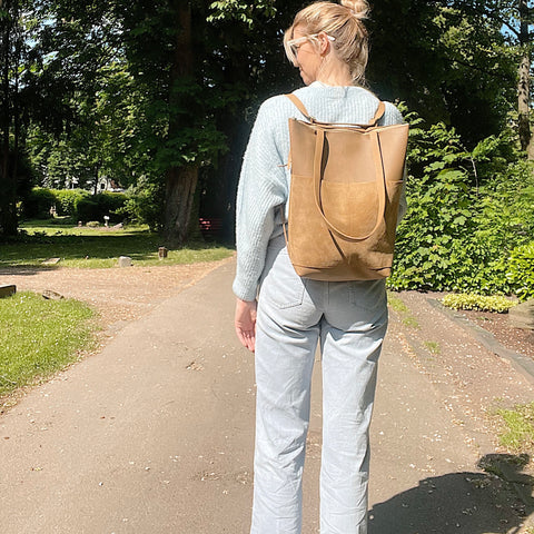 RUTA - Grosse Leder Rucksacktasche