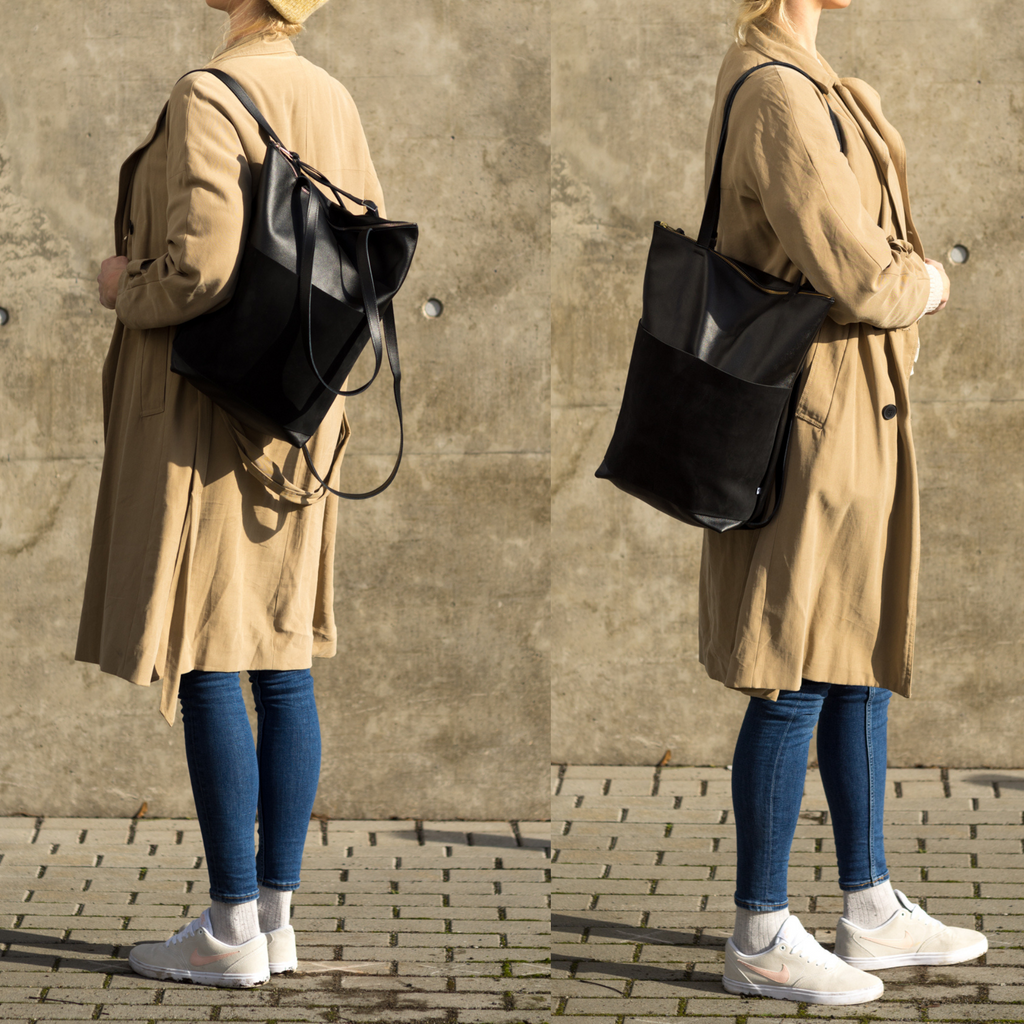 RUTA - Grosse Leder Rucksacktasche