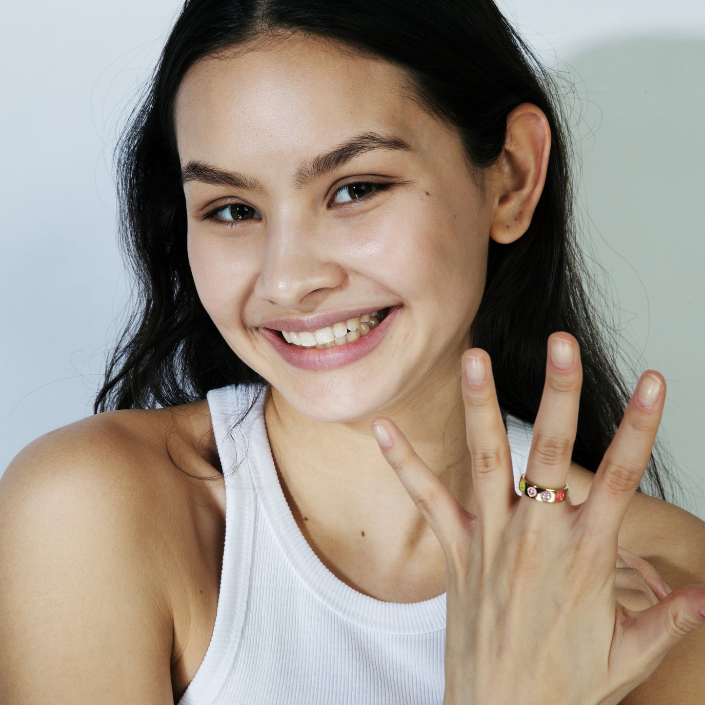 Größenverstellbarer Smiley Ring